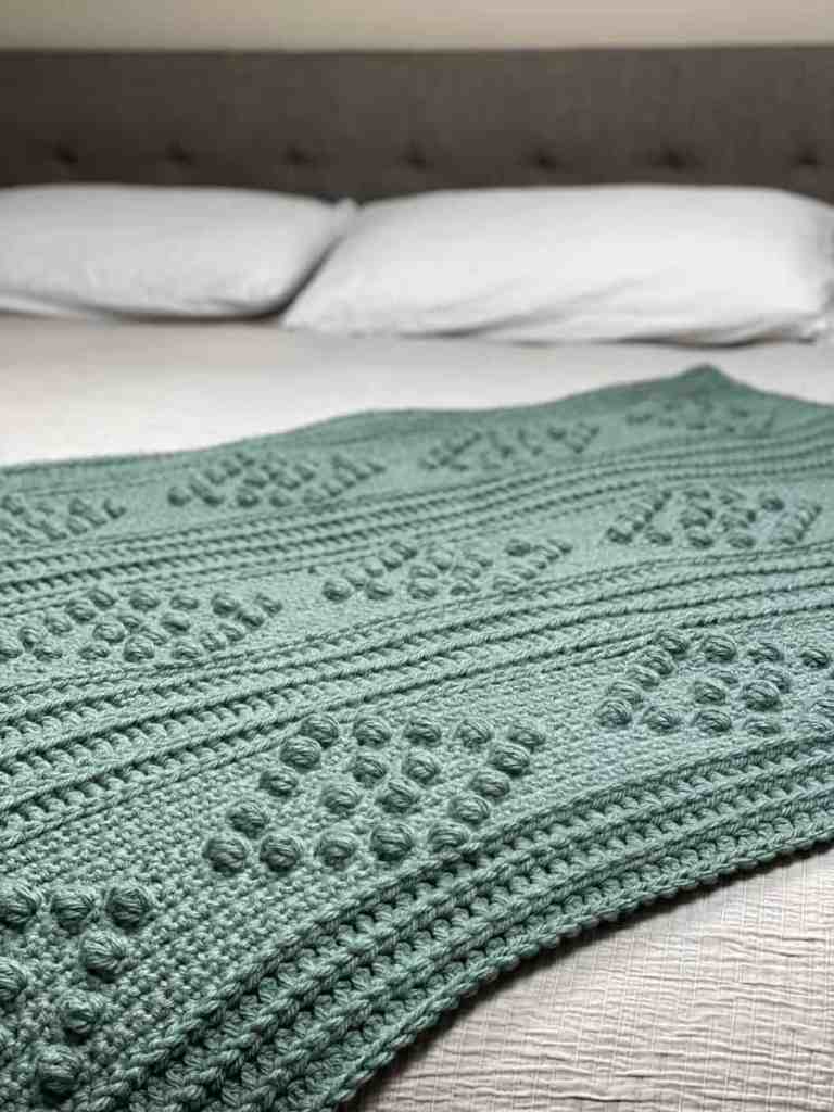 Diamond Ridge Throw Blanket - Free Crochet Blanket Image 8