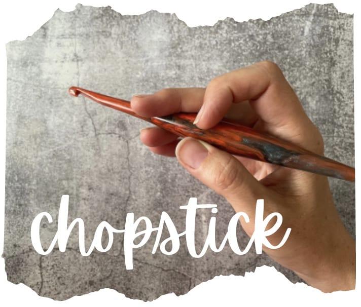 How to hold a crochet hook and yarn image chopstick grip