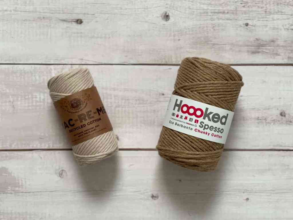 Top 10 under $10 Sustainable Yarns Image Lion Brand Mac re me and Hoooked Spesso Yarn