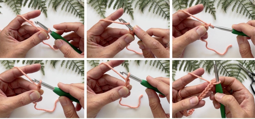 how to hold a crochet hook and yarn lesson: how to chain image