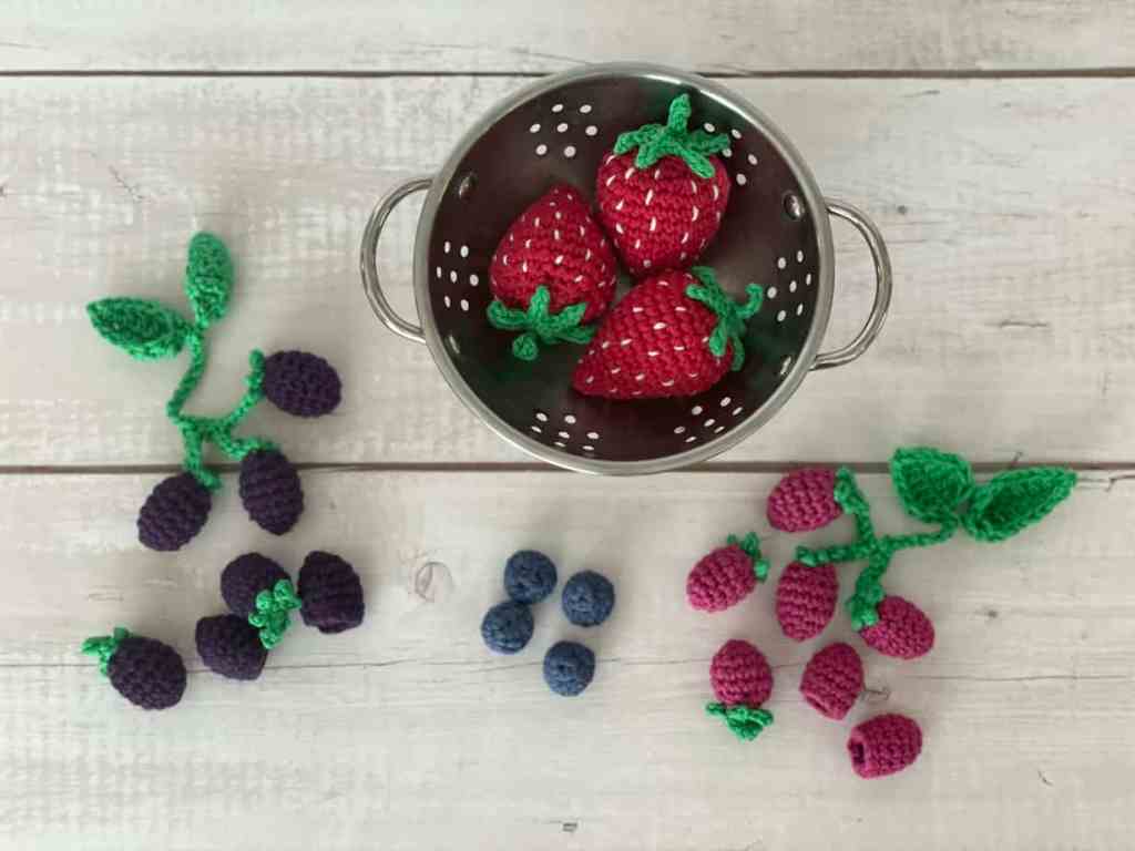 Berry Patch Bundle Free Crochet Pattern Strawberry Raspberry Blackberry Blueberry