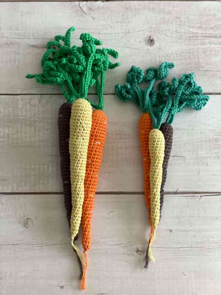 Crochet Carrots Small and Large