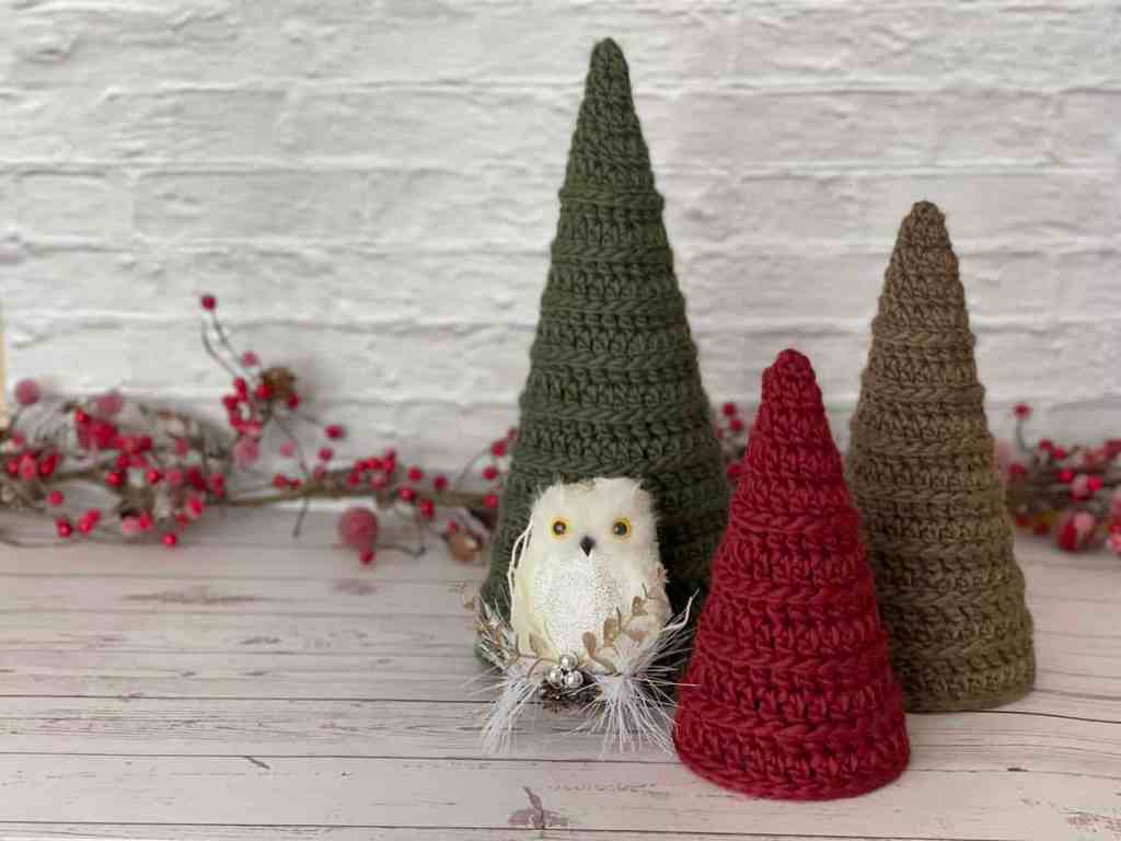 Christmas Tree Trio Crochet with Owl