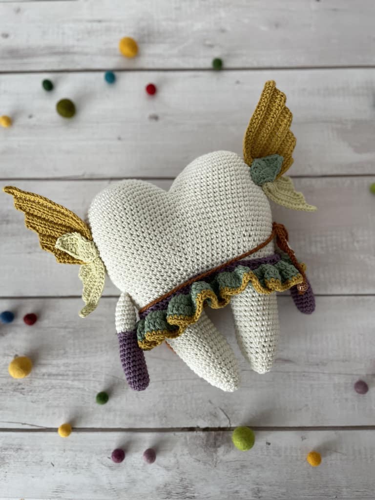 Crochet Tooth Fairy Pillow back side image