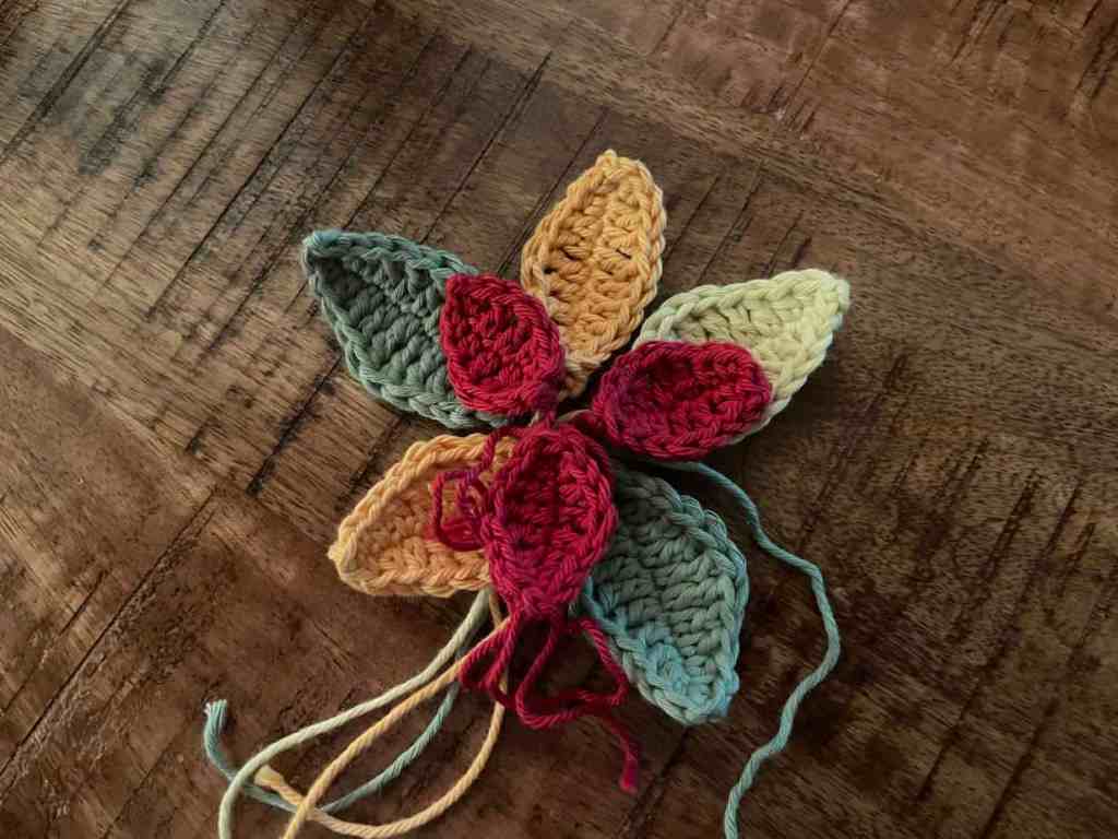 Crochet leaf Flower arrangement