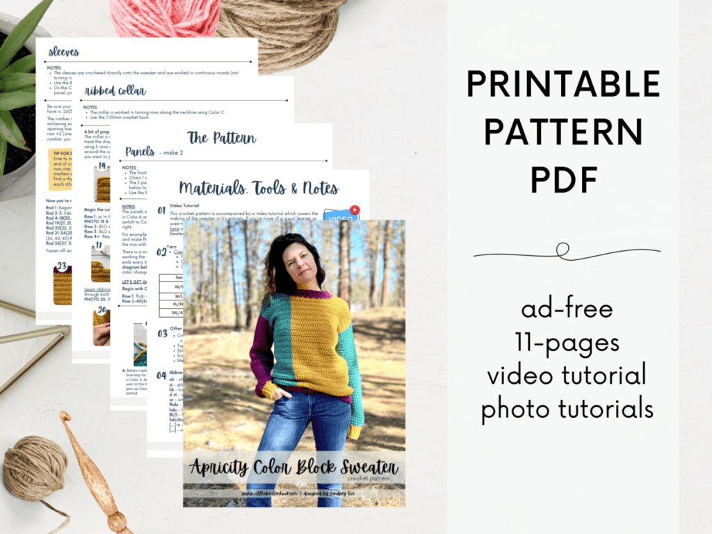 Bulky crochet sweater pattern PDF preview image