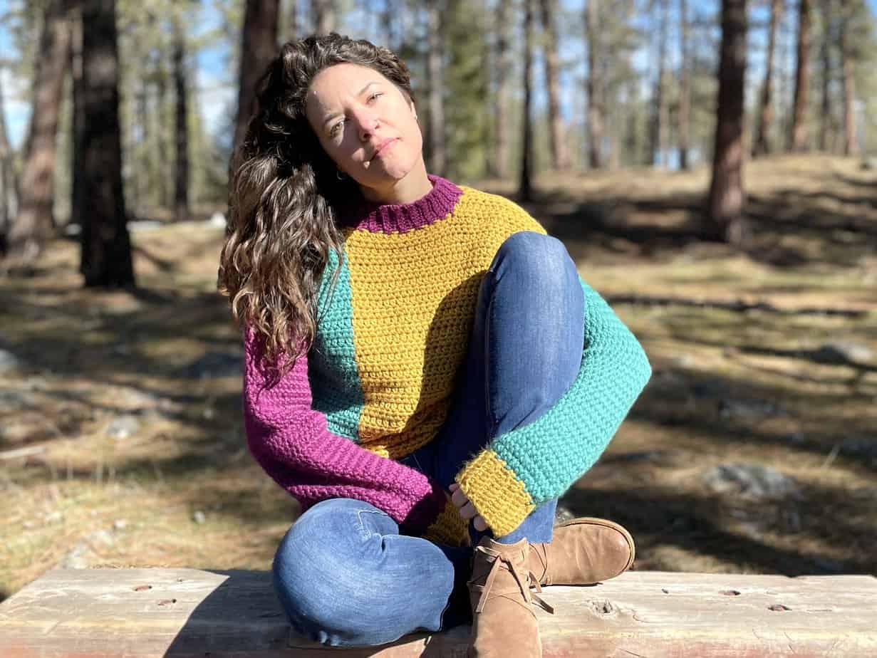 Color Block Crochet Pattern Model Image 3