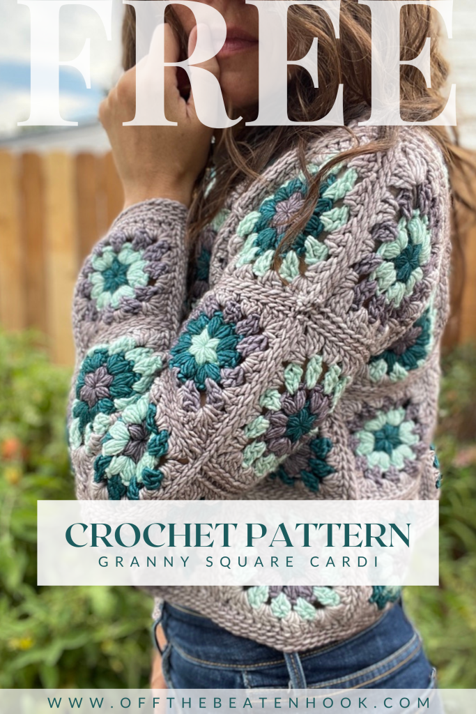 Granny Square Cardigan Free Crochet Pattern Pinterest Pin 1