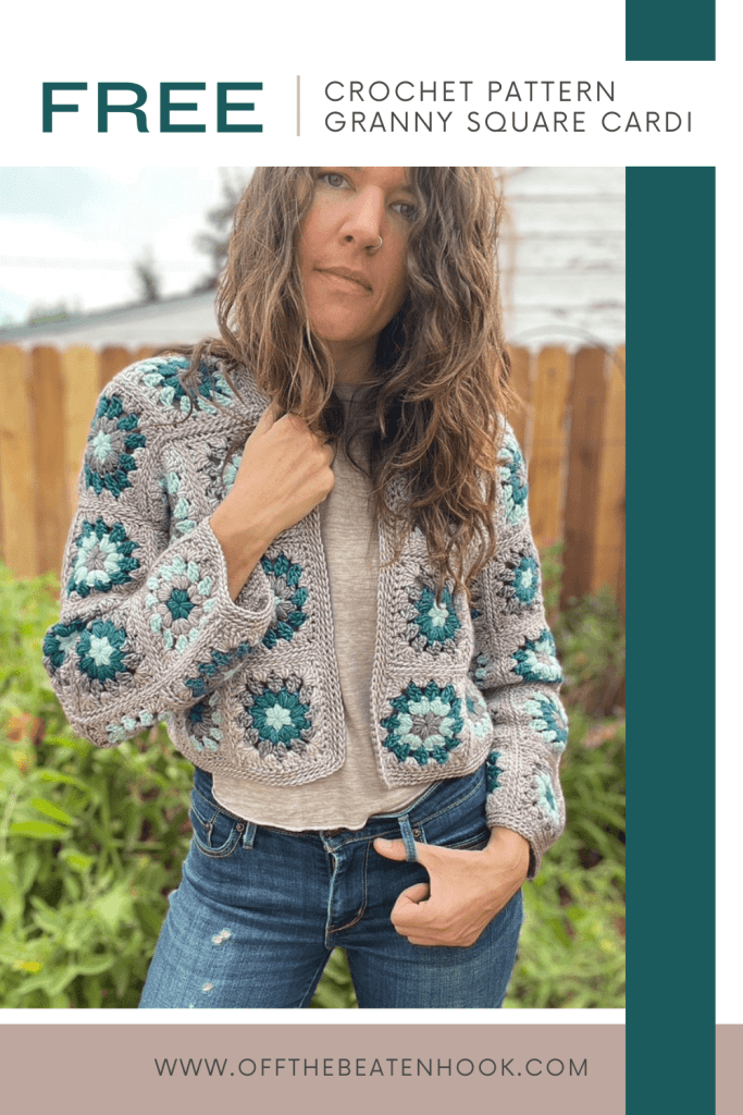 Granny Square Cardigan Free Crochet Pattern Pinterest Pin 3