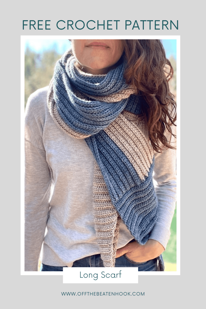 Long Scarf Free Crochet Pattern Pinterest Pin 3