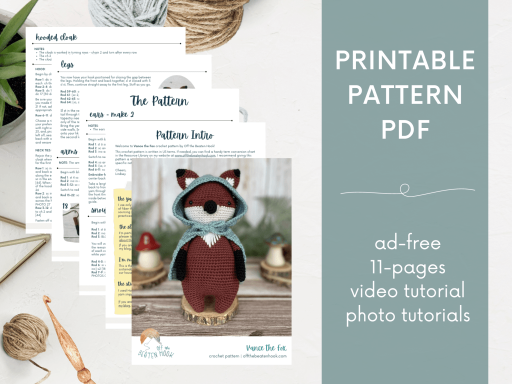 Fox Crochet Printable Pattern Image