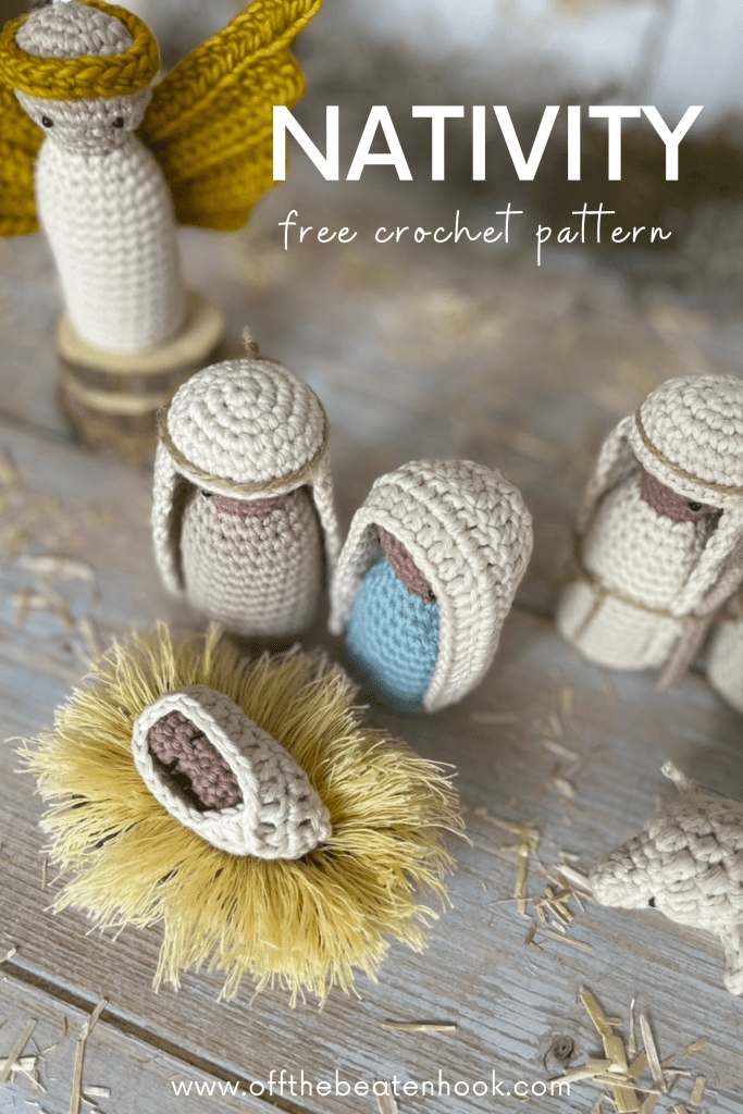 nativity set free crochet pattern - pinterest pin