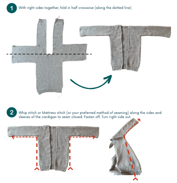 crochet cardigan pattern in-the-making step-by-step photo