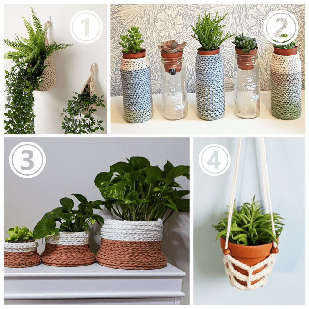 crochet christmas gifts - plant holders