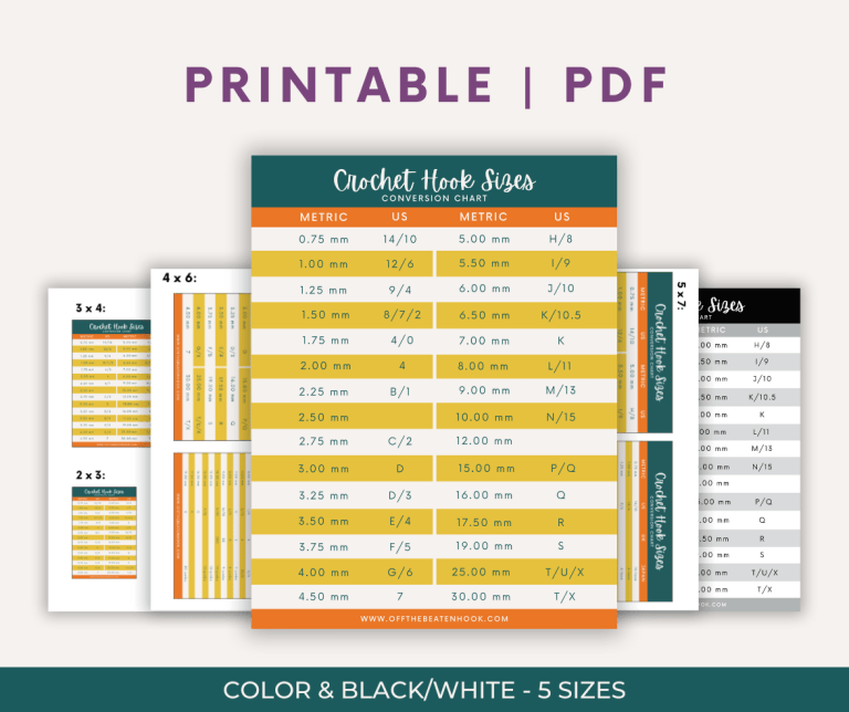 Crochet Hook Sizes Conversion Chart