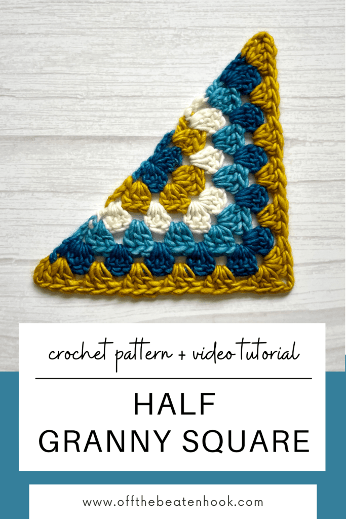Crochet Half Granny Square Pinterest Pin Image