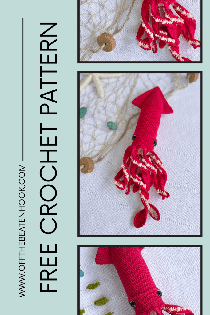 Squid crochet pattern pinterest pin image 3