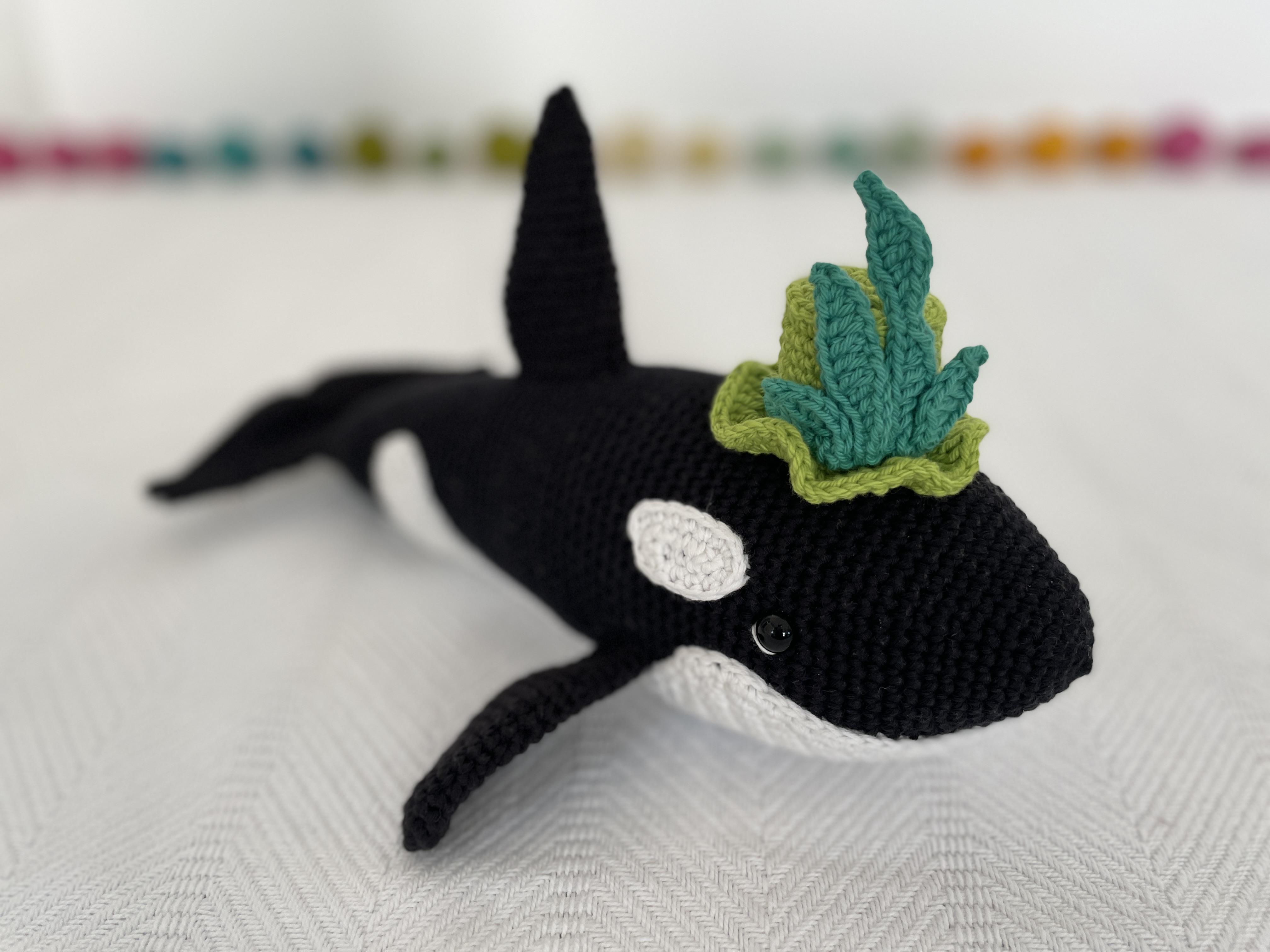 Crochet Orca Pattern Up close of finished product