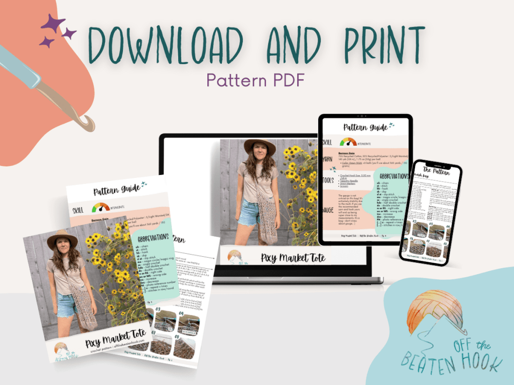 crochet tote bag pattern printable pattern PDF preview