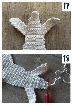 In the making photo of a crochet orca amigurumi