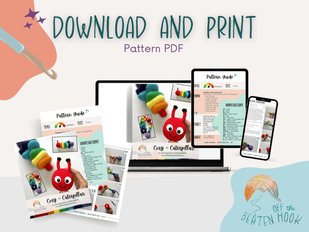 crochet stacking toy printable PDF preview