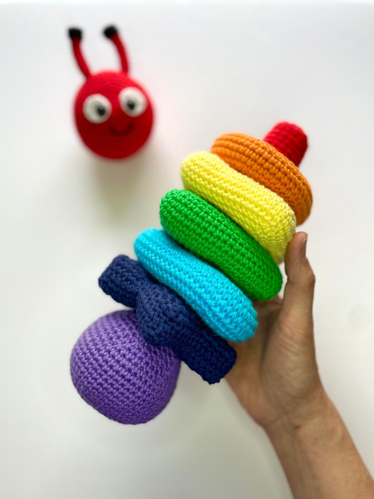 crochet stacking toy caterpillar
