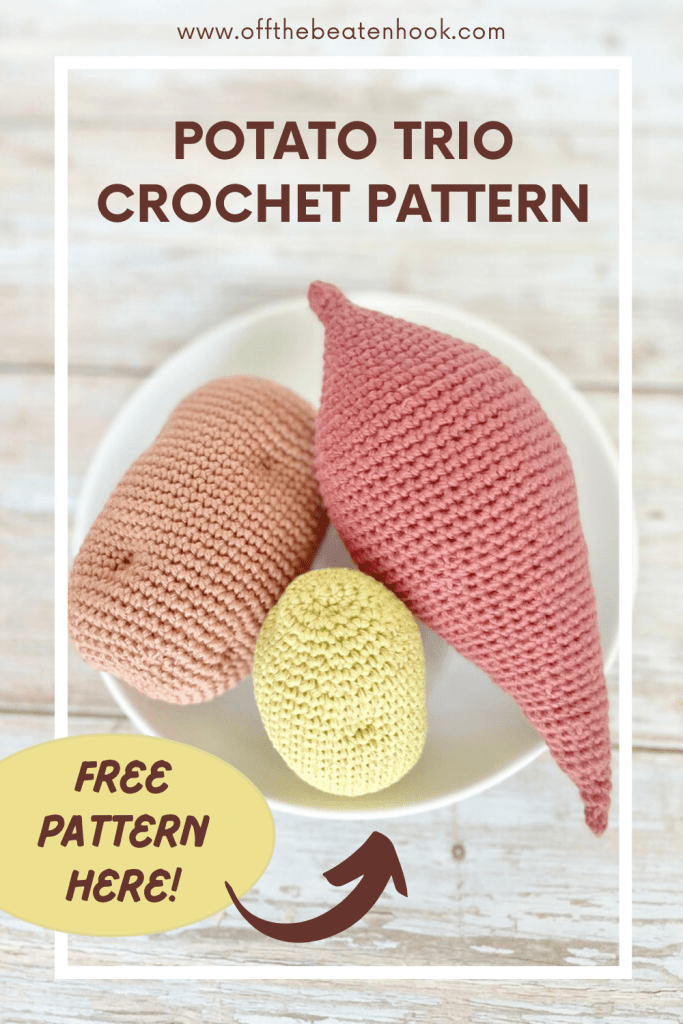 potato crochet pattern Pinterest pin image