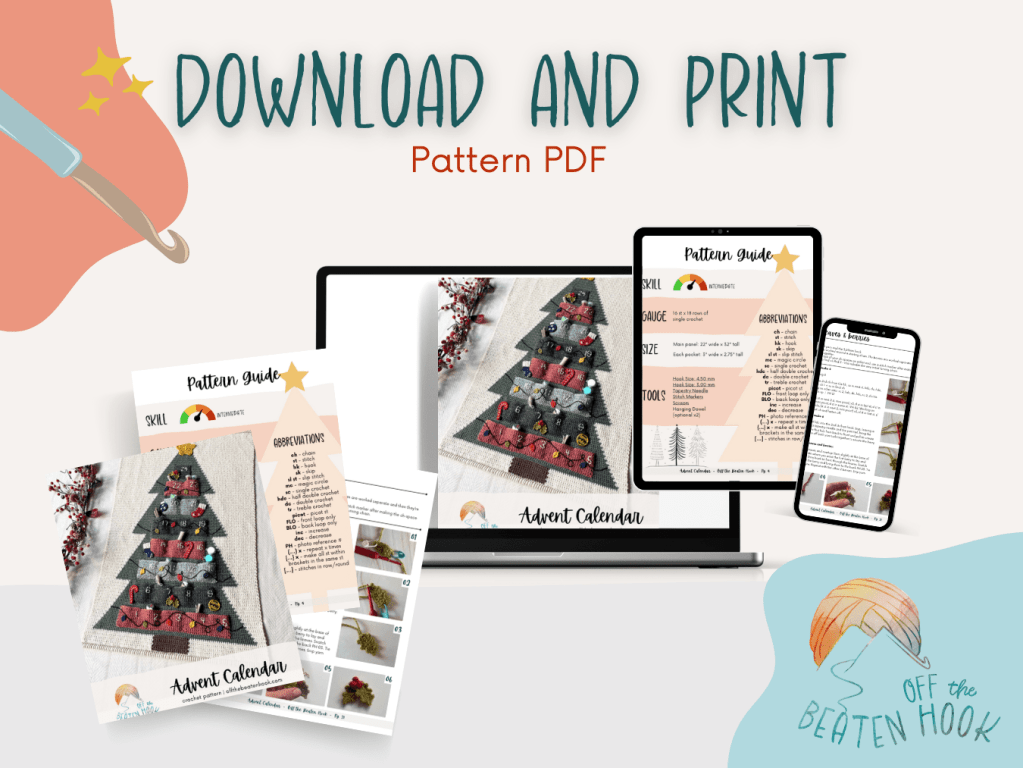 crochet advent calendar pattern printable PDF preview