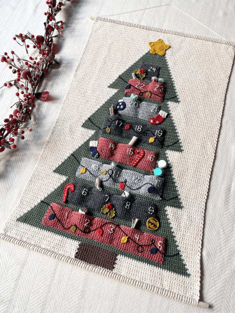 crochet advent calendar pattern completed photo