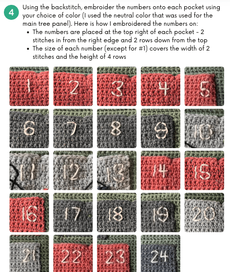 crochet advent calendar pattern number embroidery