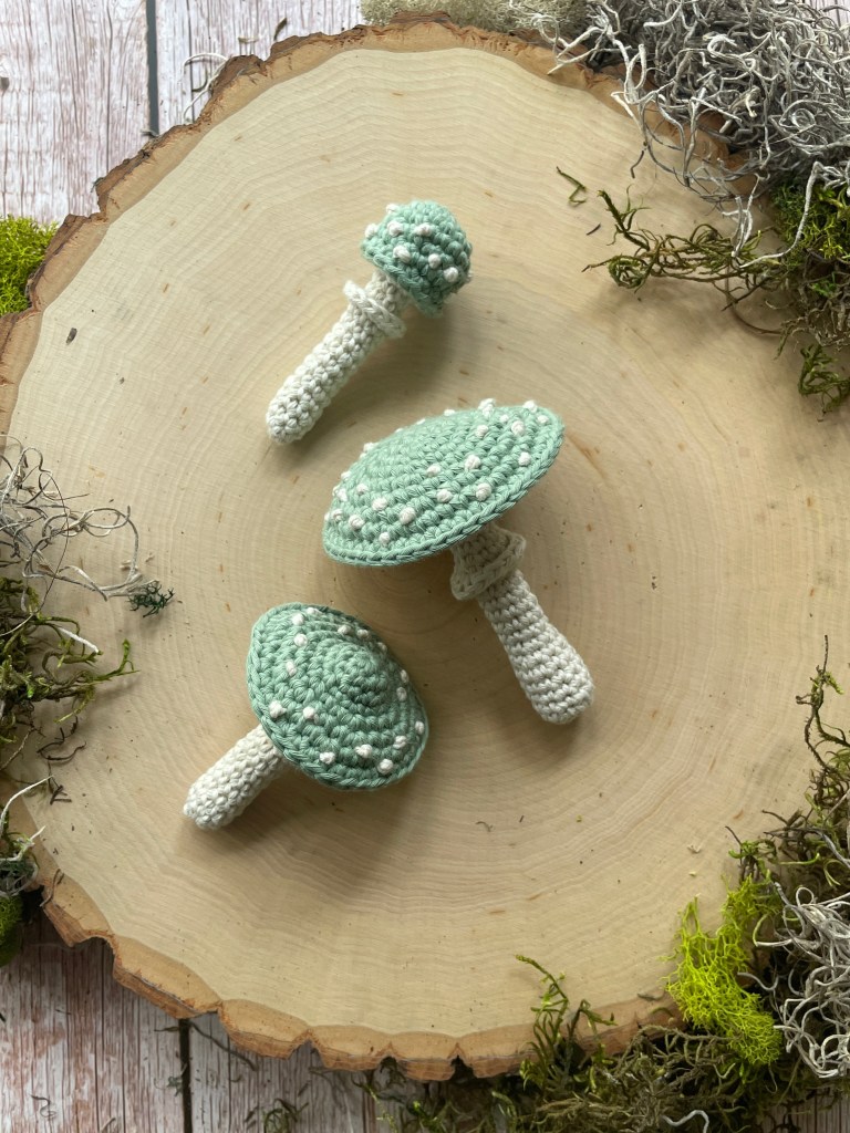 verdigris agaric mushroom crochet pattern