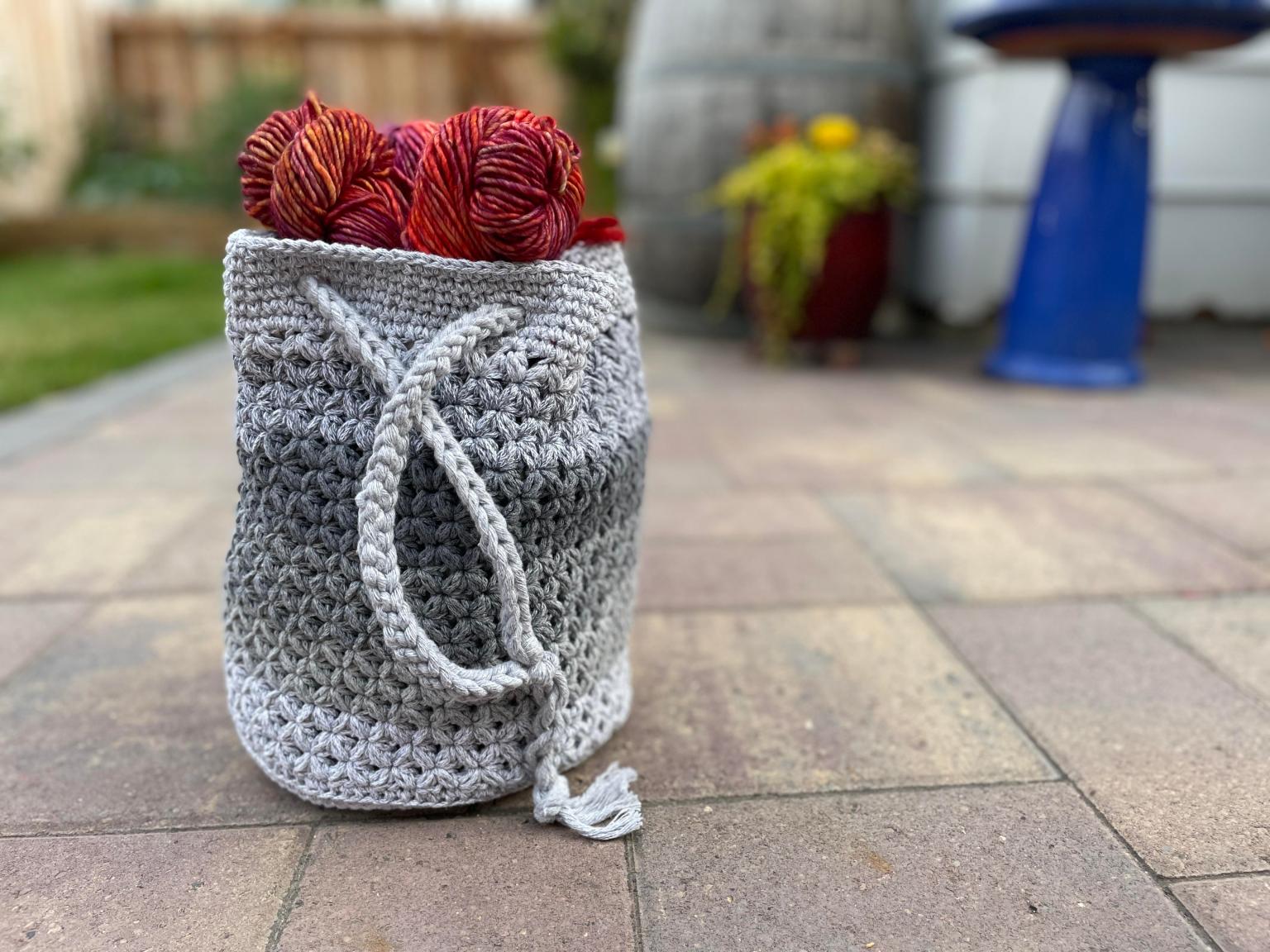 Crochet Drawstring Bag: Free Pattern + Video Tutorial