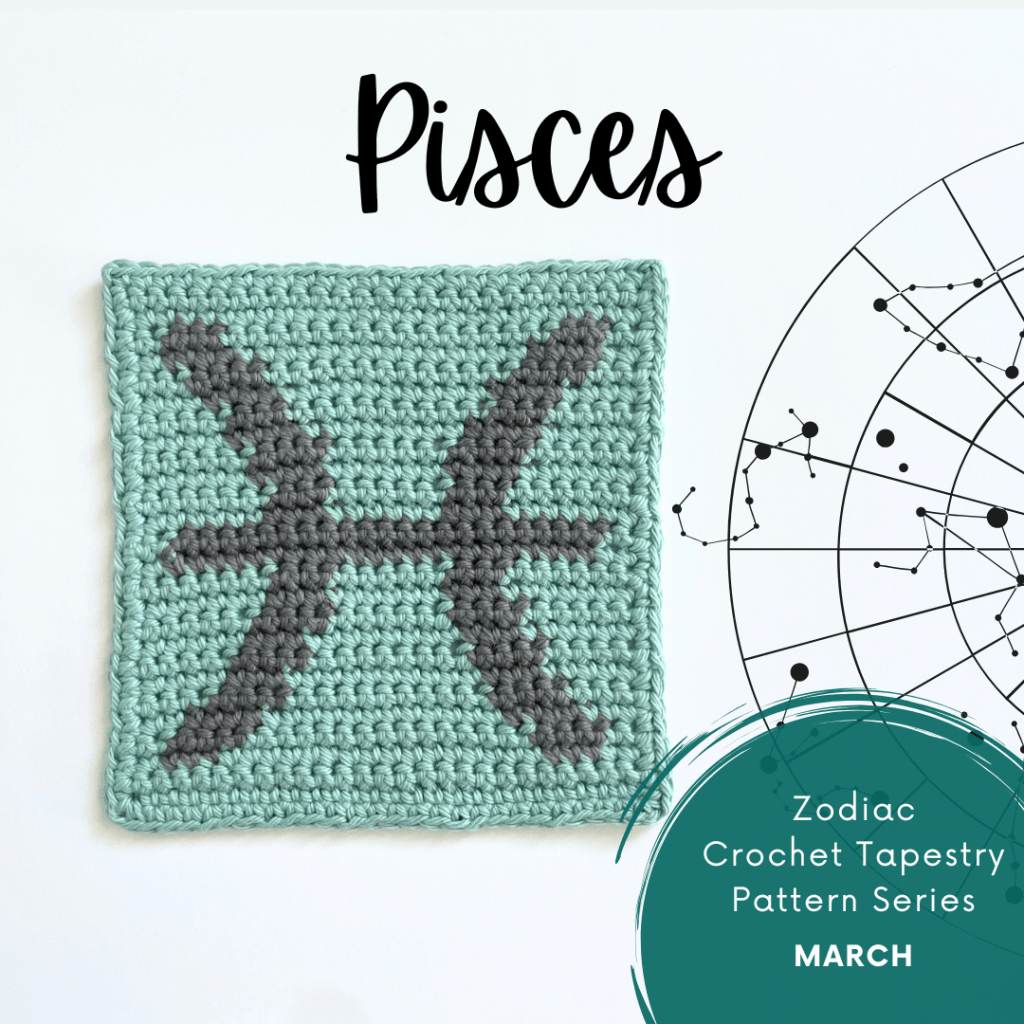 pisces zodiac crochet pattern social media square image