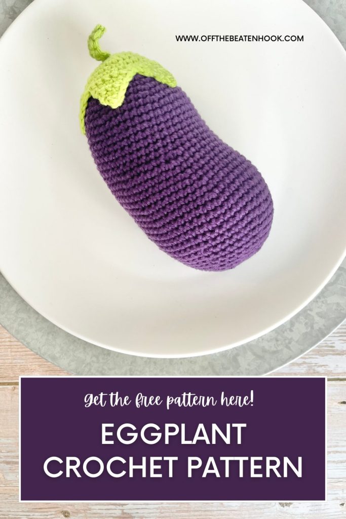 crochet eggplant pattern pinterest pin