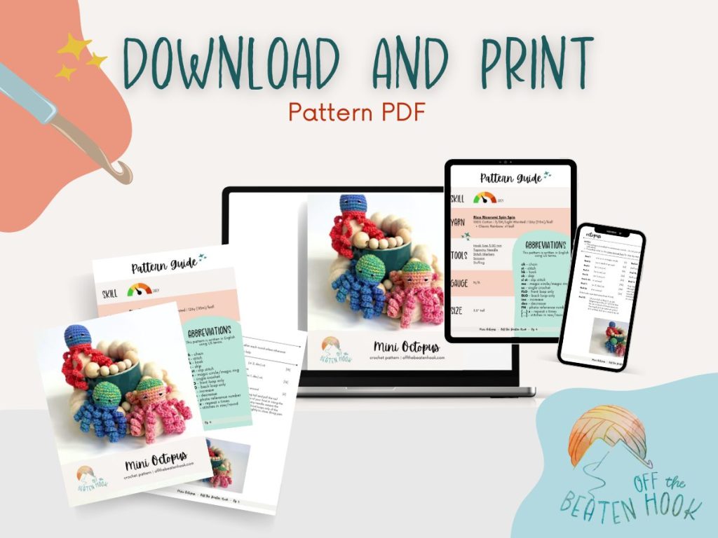 mini octopus crochet pattern printable PDF preview