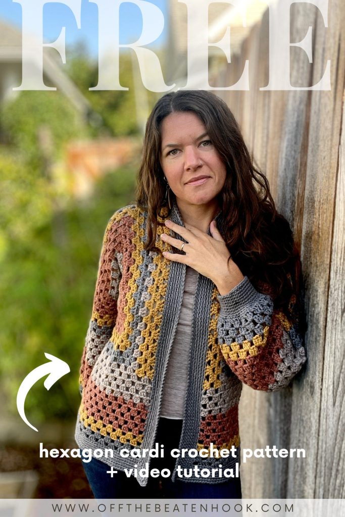 hexagon cardigan crochet pattern pinterest pin
