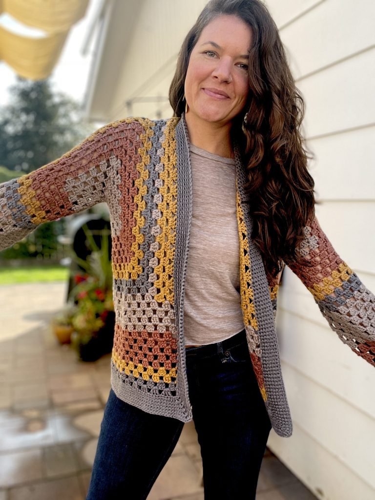hexagon cardigan crochet pattern image