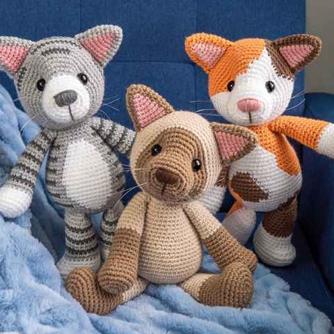 Calico, Tabby and Siamese Cats crochet project — Jess Huff