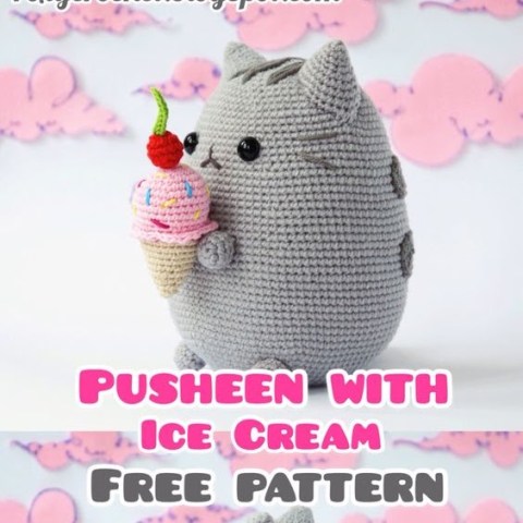 Pusheen with Ice Cream crochet project — Roxy's Crochet