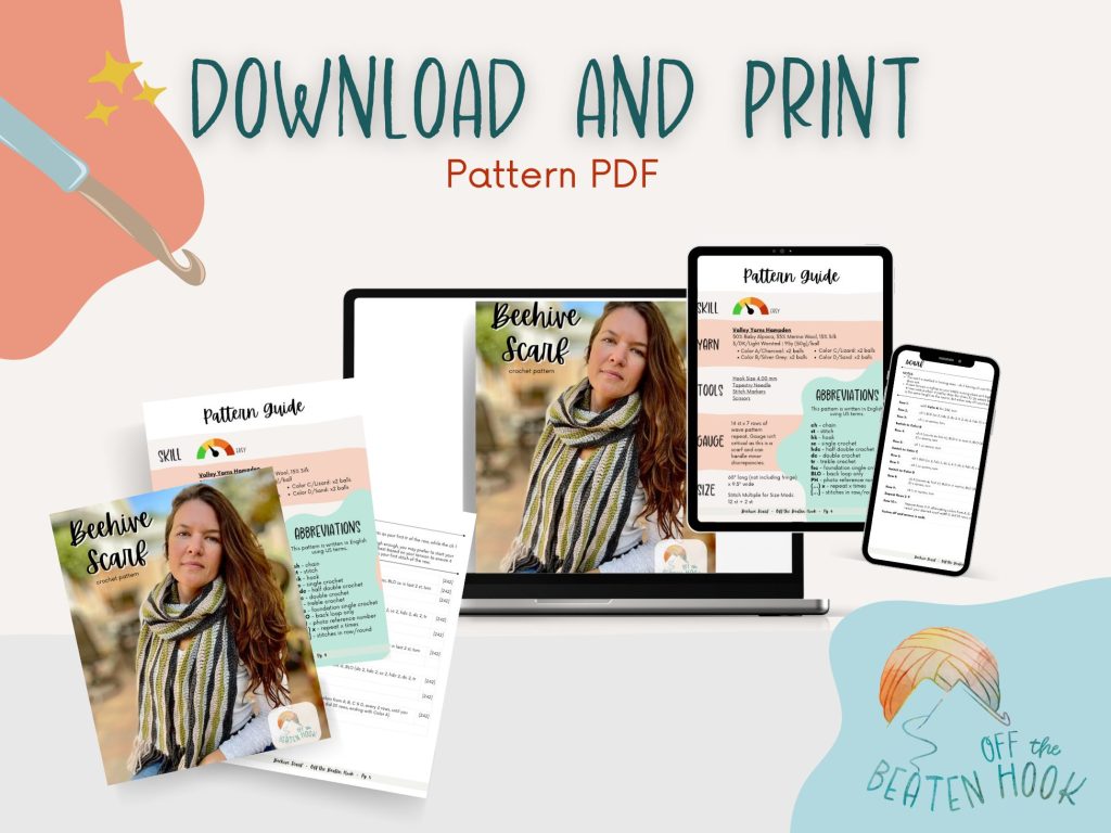 free crochet scarf pattern printable PDF preview