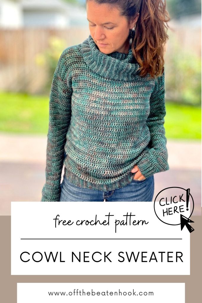 crochet sweater pattern - cowl neck sweater pinterest pin
