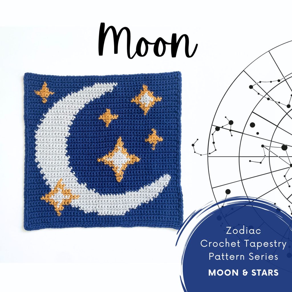 Moon & Stars crochet tile