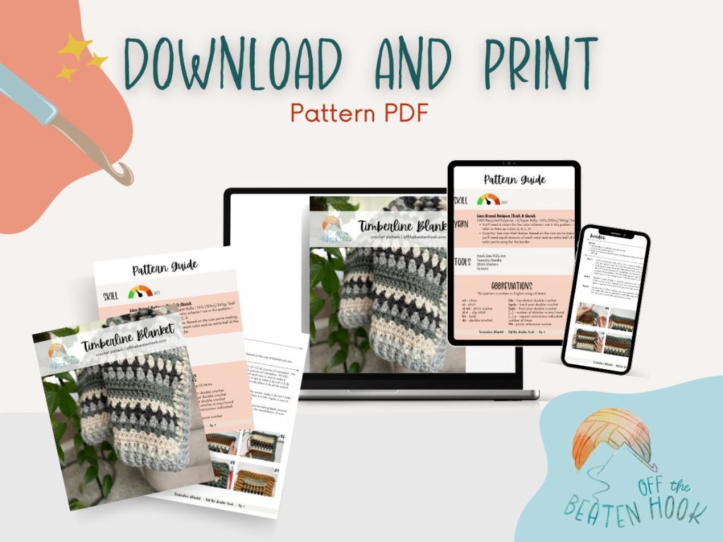 chunky crochet blanket pattern printable PDF preview image