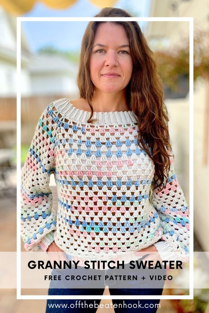 granny stitch sweater pinterest pin