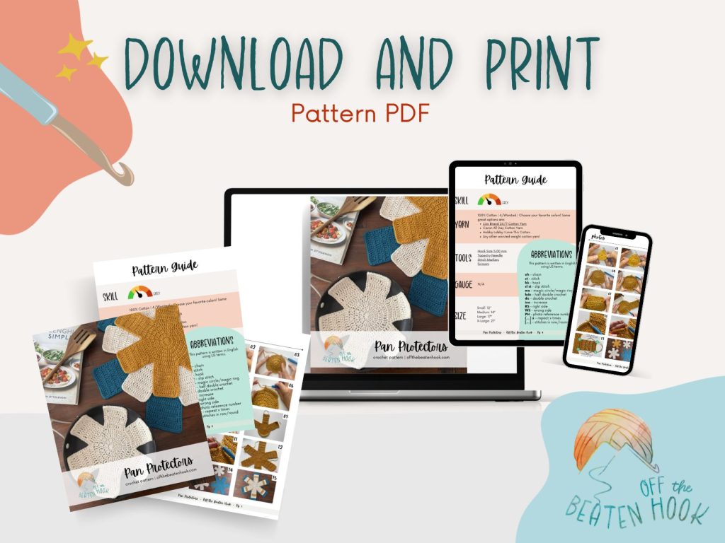 crochet pan protectors pattern printable PDF preview image