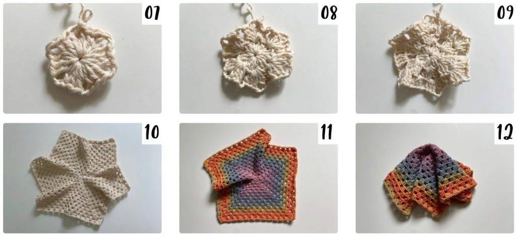 step-by-step photos for crochet hexagon blanket