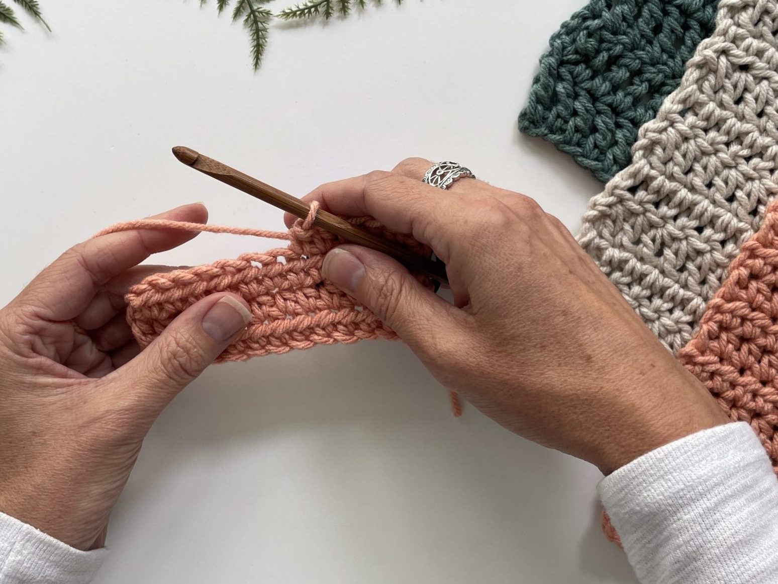 what is crochet - working on a swatch