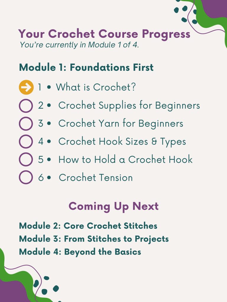 what is crochet course progress