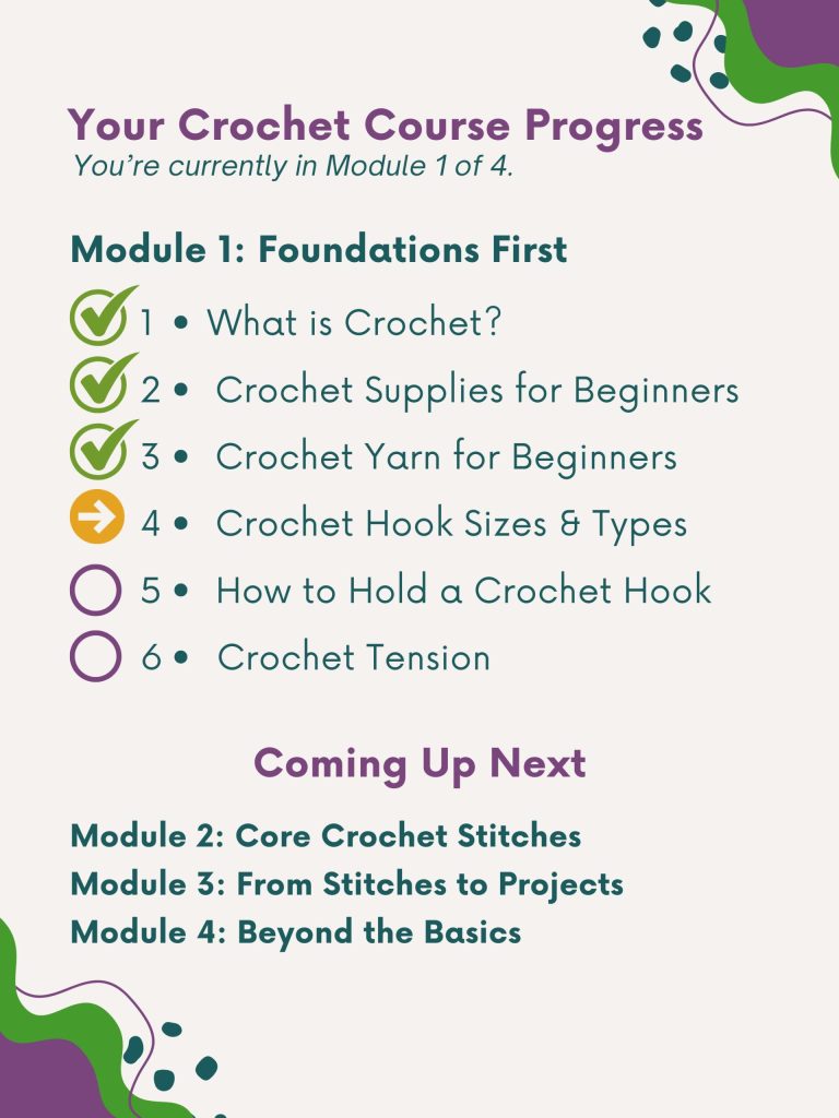 crochet hook sizes for beginners crochet course progress map