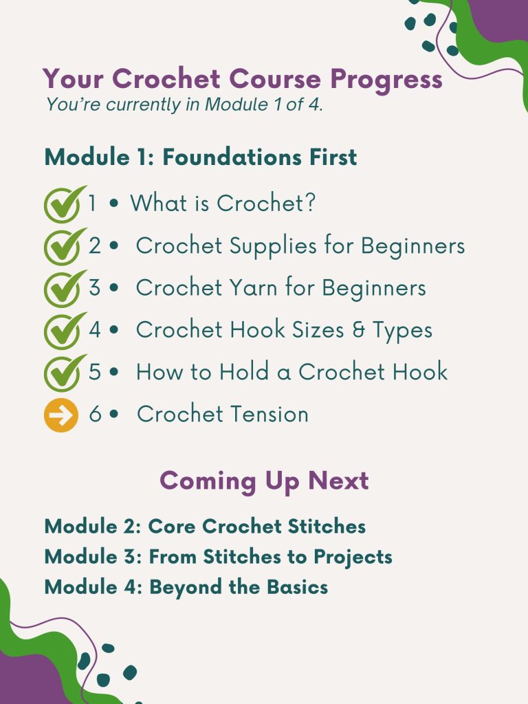 crochet tension crochet course progress map
